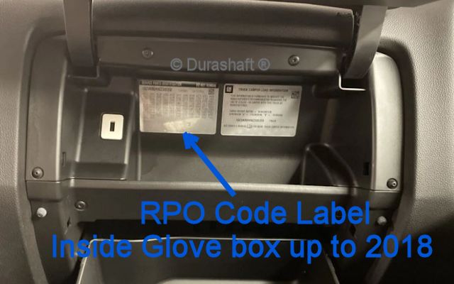 RPO code sticker location in glove box