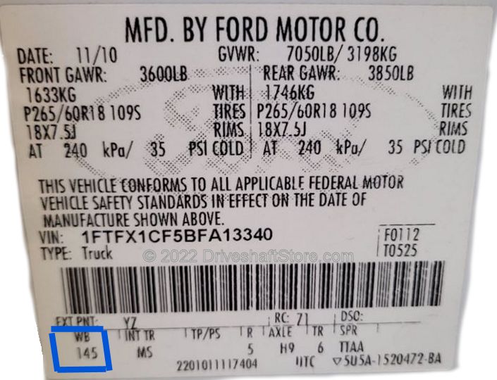 ford wheelbase vin location